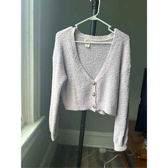 Cozy Purple Jessica Simpson Fuzzy Cardigan - Picture 3 of 7